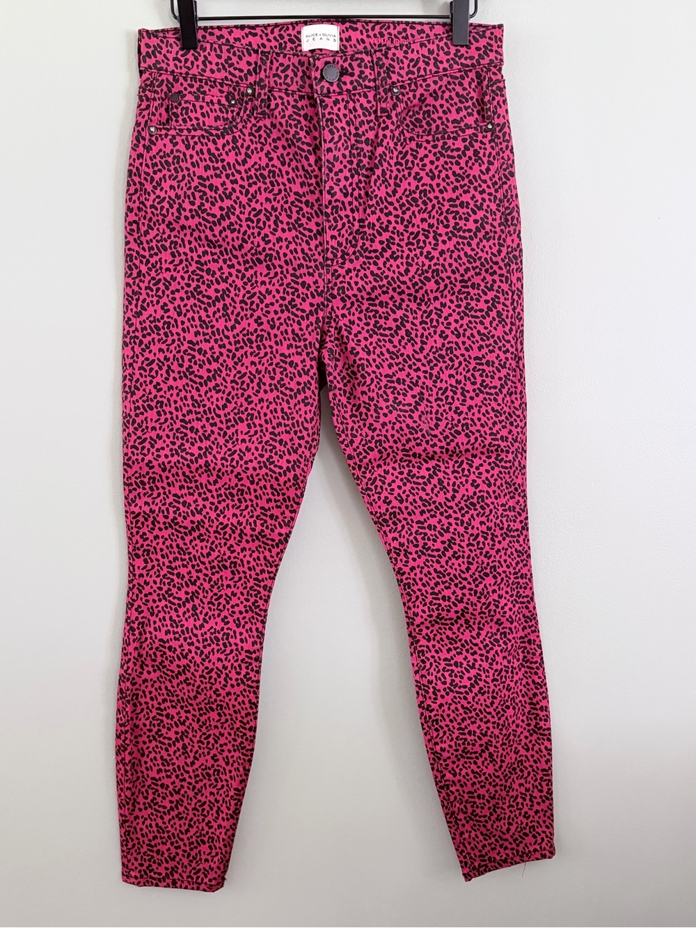 Alice + Olivia Jeans Good High Rise Ankle Skinny Leopard Print Jeans 30 Flaw